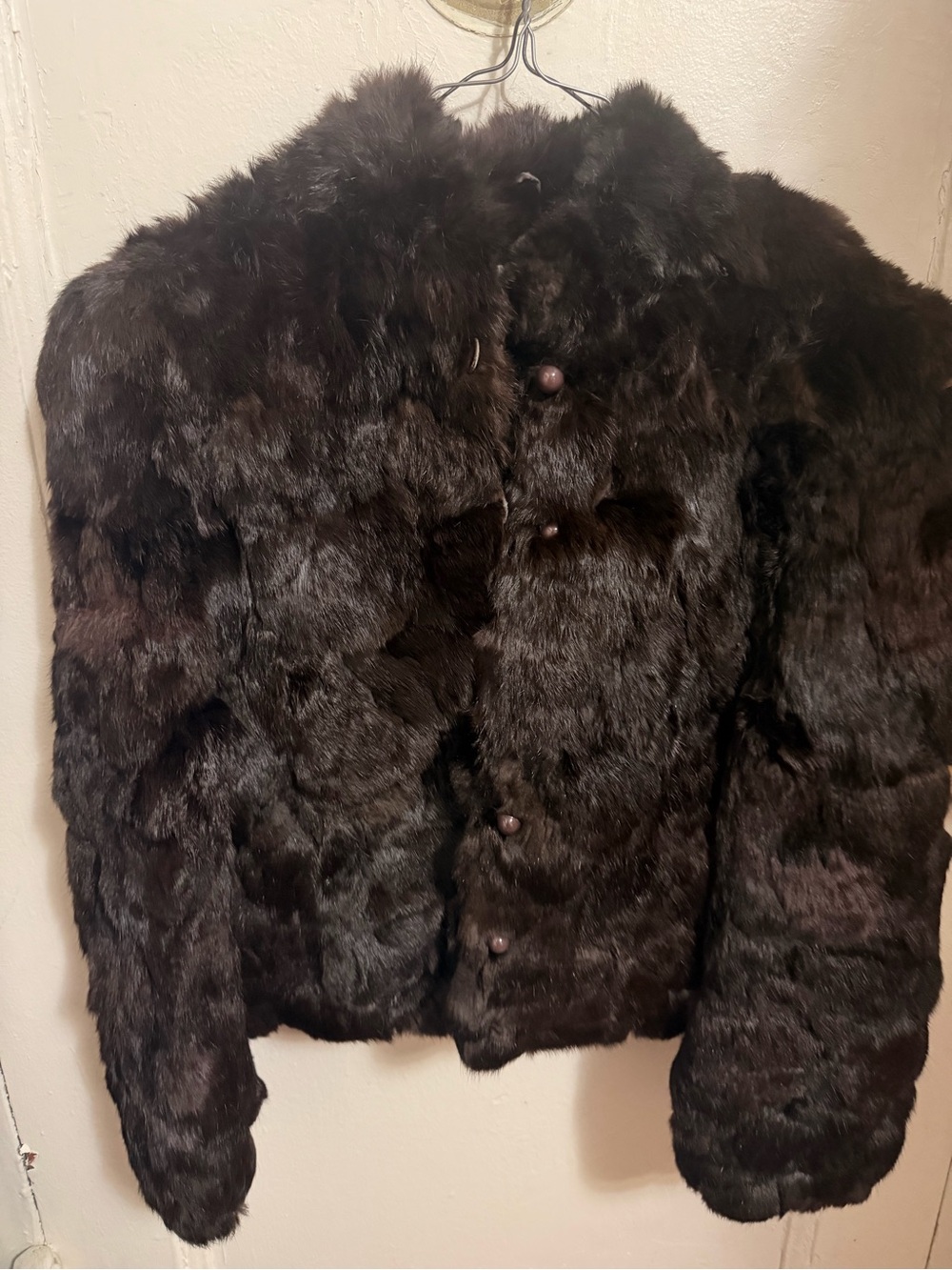 Plush Dark Brown Teddy Jacket with Button Closure